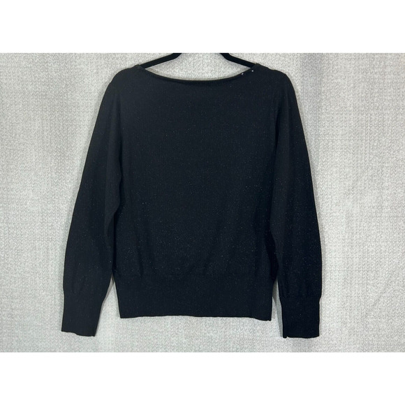 Liz Claiborne Sweater Womens XL Black Metallic Sequins Boat Neck Long Sleeve NWT - Picture 3 of 11